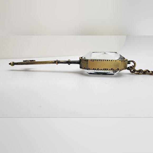 Vintage Key Pendant with Necklace. Brass Tone filled with Tiny Pearls. - Picture 3 of 7